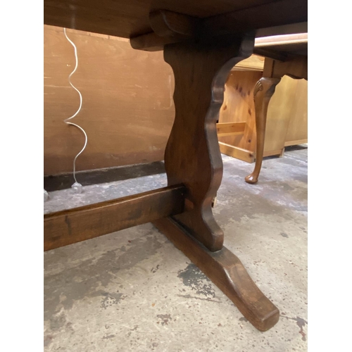 69 - A Titchmarsh & Goodwin style oak refectory table - approx. 75cm high x 93cm wide x 193cm long