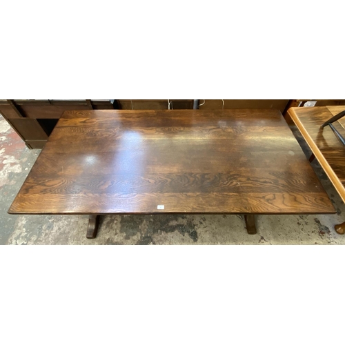69 - A Titchmarsh & Goodwin style oak refectory table - approx. 75cm high x 93cm wide x 193cm long