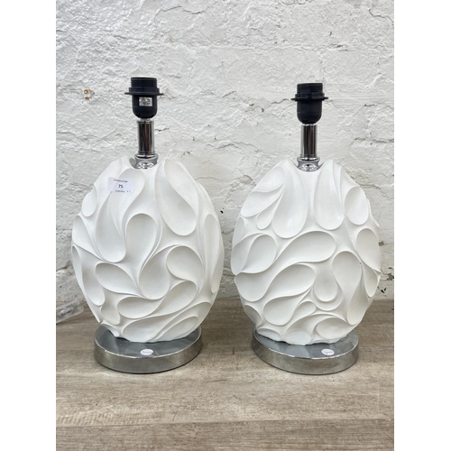 75 - A pair of Dar Lighting Zachary sculptured white resin and chrome plated table lamps - approx. 43cm h... 