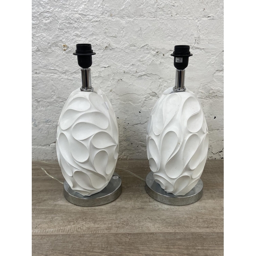75 - A pair of Dar Lighting Zachary sculptured white resin and chrome plated table lamps - approx. 43cm h... 