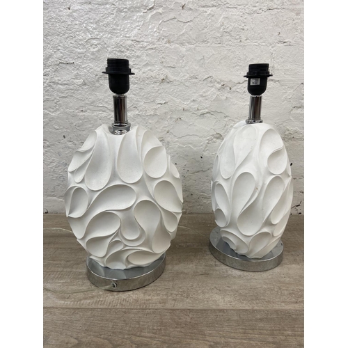 75 - A pair of Dar Lighting Zachary sculptured white resin and chrome plated table lamps - approx. 43cm h... 