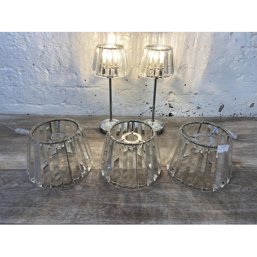 76 - Five pieces of Laura Ashley Home crystal and chrome plated lighting, two table lamps - approx. 36cm ... 