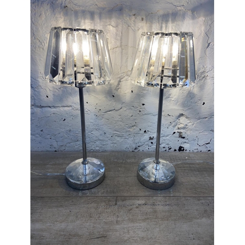 76 - Five pieces of Laura Ashley Home crystal and chrome plated lighting, two table lamps - approx. 36cm ... 