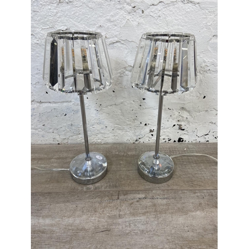 76 - Five pieces of Laura Ashley Home crystal and chrome plated lighting, two table lamps - approx. 36cm ... 