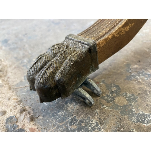 82 - A Regency style mahogany drop leaf lyre end sofa table - approx. 76cm high x 88cm wide not extended ... 