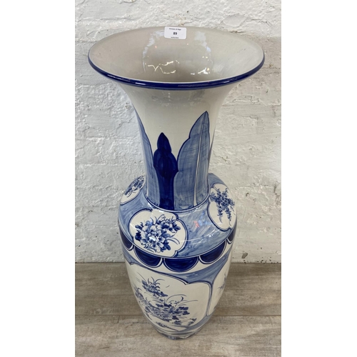89 - A Chinese blue and white ceramic floor vase - approx. 86cm high