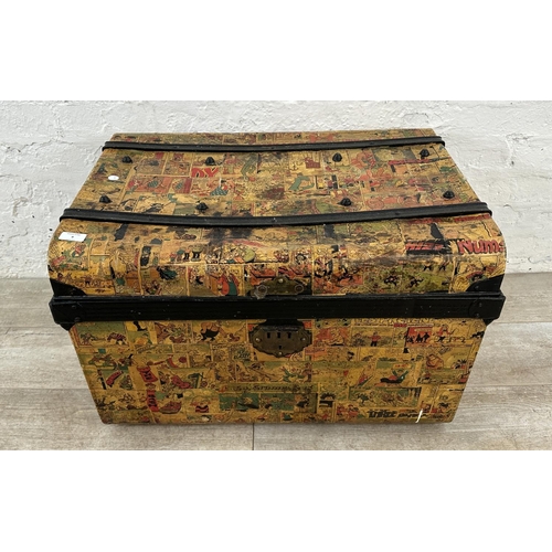 9 - An early 20th century metal travel trunk with Dandy comic book decoupage - approx. 47cm high x 70cm ... 