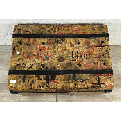 9 - An early 20th century metal travel trunk with Dandy comic book decoupage - approx. 47cm high x 70cm ... 