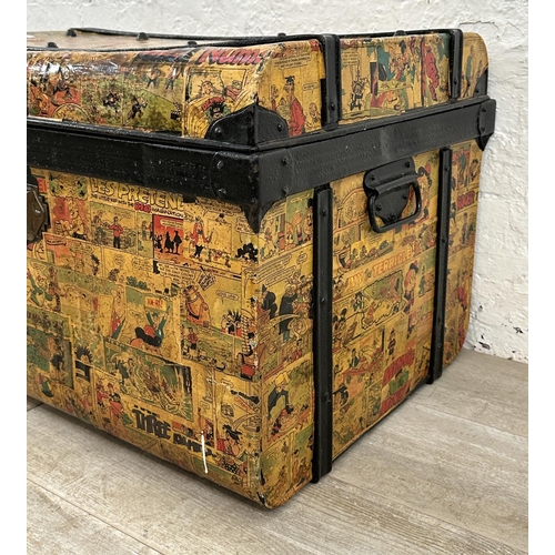 9 - An early 20th century metal travel trunk with Dandy comic book decoupage - approx. 47cm high x 70cm ... 