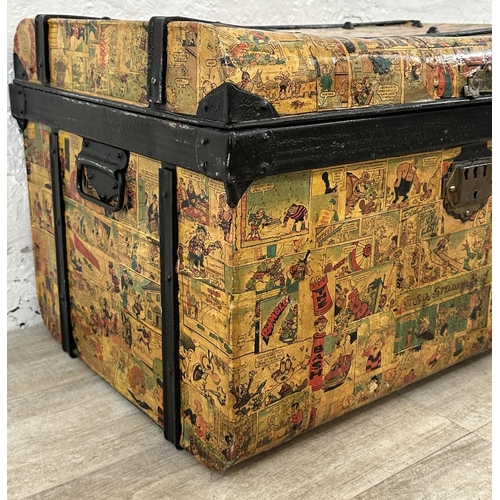 9 - An early 20th century metal travel trunk with Dandy comic book decoupage - approx. 47cm high x 70cm ... 