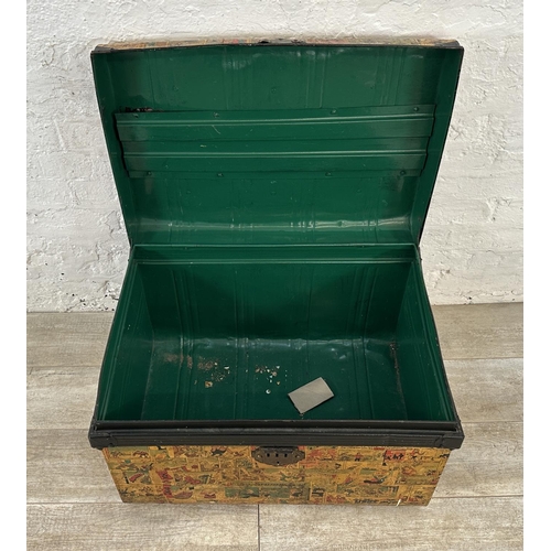 9 - An early 20th century metal travel trunk with Dandy comic book decoupage - approx. 47cm high x 70cm ... 