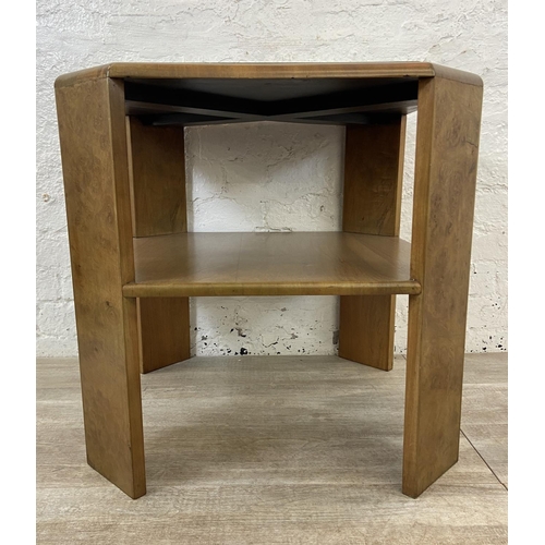 90 - An Art Deco walnut octagonal two tier occasional table - approx. 63cm high x 62cm wide x 62cm deep