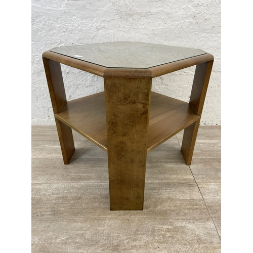 90 - An Art Deco walnut octagonal two tier occasional table - approx. 63cm high x 62cm wide x 62cm deep