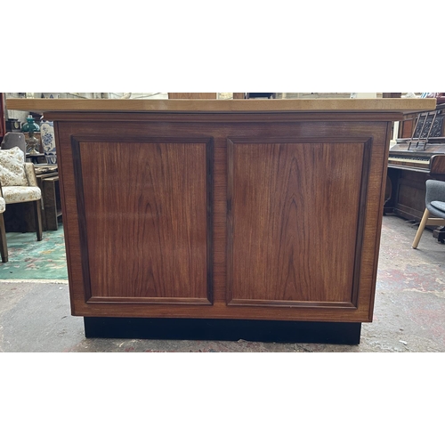 95 - A mid 20th century teak and beech drinks bar - approx. 108cm high x 153cm wide x 58cm deep