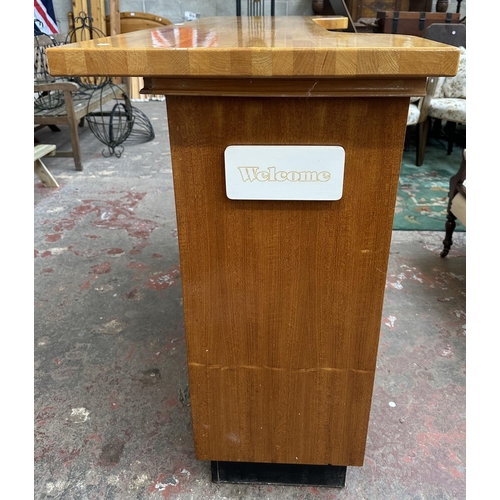 95 - A mid 20th century teak and beech drinks bar - approx. 108cm high x 153cm wide x 58cm deep
