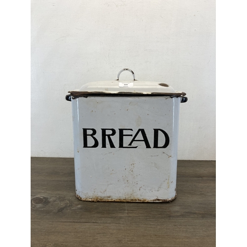 609 - A mid 20th century white enamel bread bin - approx. 31cm high x 36cm wide x 25cm deep