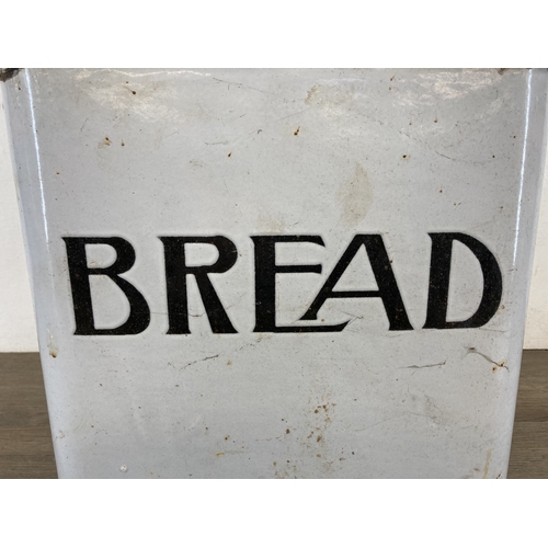 609 - A mid 20th century white enamel bread bin - approx. 31cm high x 36cm wide x 25cm deep