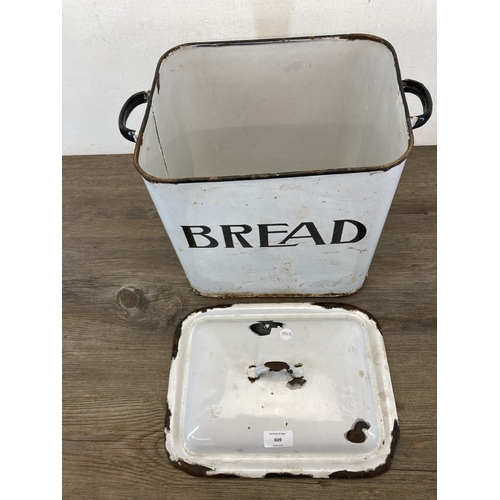 609 - A mid 20th century white enamel bread bin - approx. 31cm high x 36cm wide x 25cm deep