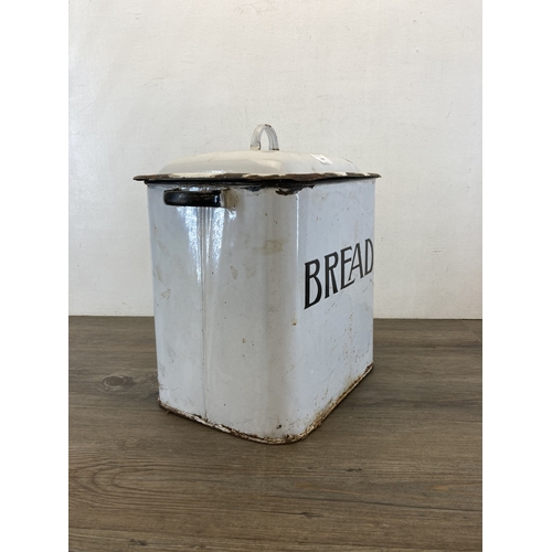 609 - A mid 20th century white enamel bread bin - approx. 31cm high x 36cm wide x 25cm deep