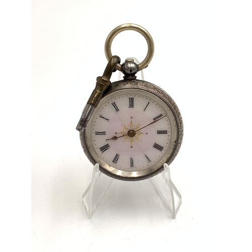 2069 - A Victorian .935 silver cased key wind open face lady's pocket watch - approx. gross weight 45g