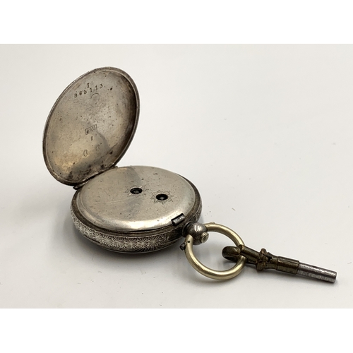 2069 - A Victorian .935 silver cased key wind open face lady's pocket watch - approx. gross weight 45g