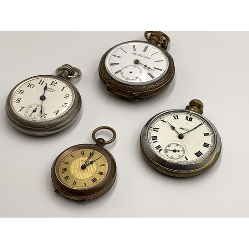 2071 - Four pocket watches, one Ingersoll, one Smiths, one Ivy and one The Plan Watch