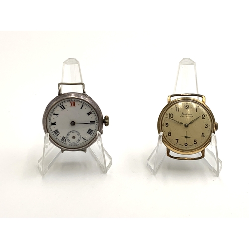 2072 - Two hand wind men's watch heads, one Bentima anti-shock and one .925 silver cased trench - approx. g... 