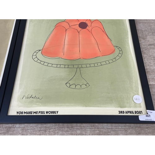 469 - Two modern framed Natalia Bagniewska, one La Pêche and one Jelly prints - approx. 44cm high x 31cm w... 