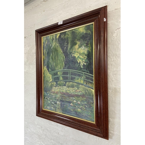 473 - A late 20th century framed acrylic on board after Claude Monet 