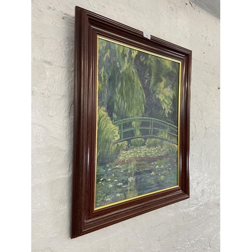 473 - A late 20th century framed acrylic on board after Claude Monet 