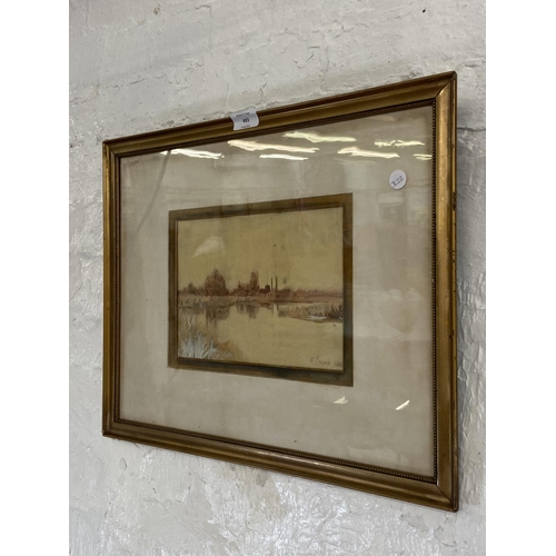 493 - An early 20th century gilt framed Frederick Gordon Fraser (1879-1931) watercolour painting of a lake... 