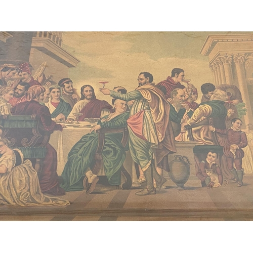 497 - A framed antique Jesus Christ religious scene print - approx. 60cm high x 69cm wide