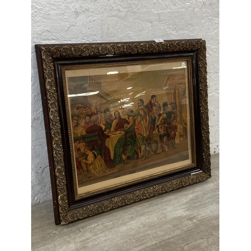 497 - A framed antique Jesus Christ religious scene print - approx. 60cm high x 69cm wide