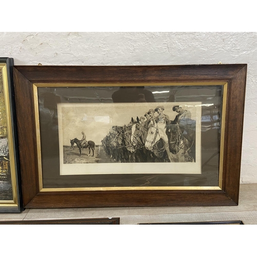 499B - Nine pictures to include an early 20th century engraving titled 