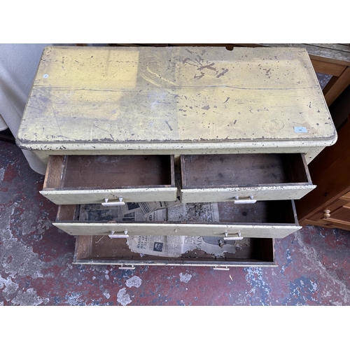 406 - A Victorian yellow painted pine chest of drawers - approx. 77cm high x 103cm wide x 44cm deep