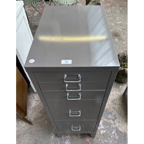 408 - A Stor grey metal five drawer filing cabinet - approx. 99cm high x 34cm wide x 48cm deep