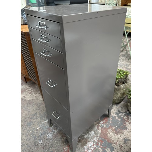 408 - A Stor grey metal five drawer filing cabinet - approx. 99cm high x 34cm wide x 48cm deep