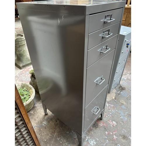 408 - A Stor grey metal five drawer filing cabinet - approx. 99cm high x 34cm wide x 48cm deep