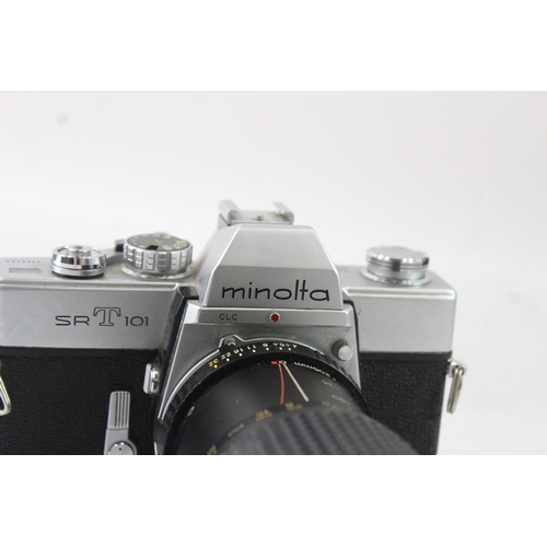 39 - A Minolta SR-T101 35mm SLR camera fitted with Bell & Howell 1:4.5 80-205mm macro zoom lens