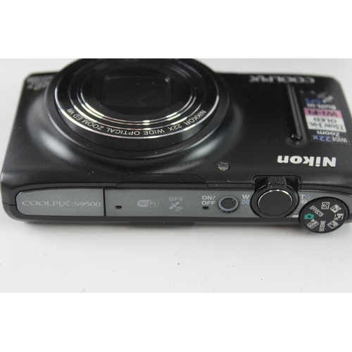 10 - A boxed Nikon Coolpix S9500 18mp BSI-CMOS sensor compact digital camera with cable, software disc an... 