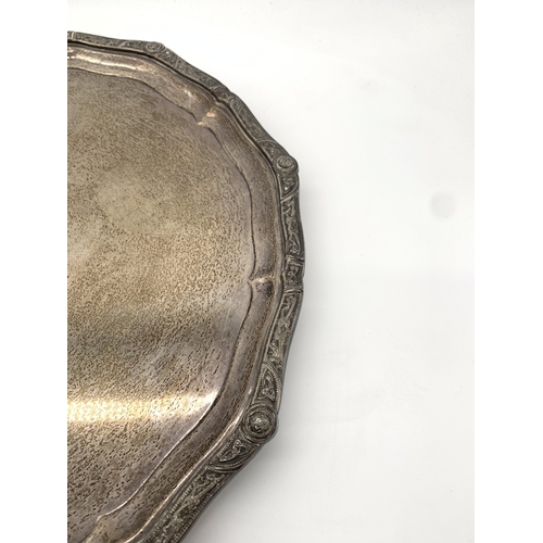 2132 - A hallmarked Sheffield silver salver, dated 1964 - approx. gross weight 1538g