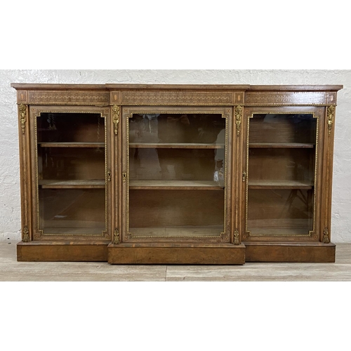 259 - A Victorian inlaid walnut and ormolu mounted breakfront three section pier cabinet/sideboard - appro... 