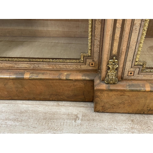 259 - A Victorian inlaid walnut and ormolu mounted breakfront three section pier cabinet/sideboard - appro... 
