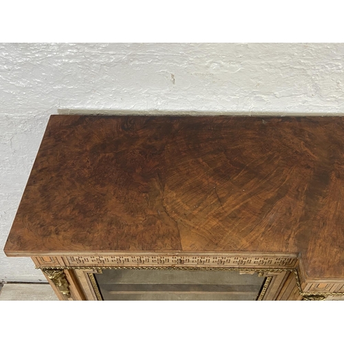 259 - A Victorian inlaid walnut and ormolu mounted breakfront three section pier cabinet/sideboard - appro... 