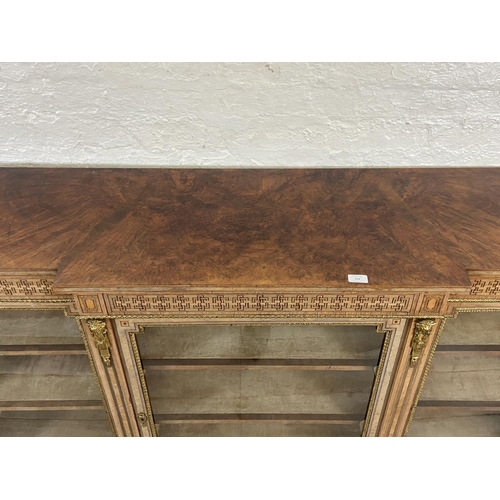 259 - A Victorian inlaid walnut and ormolu mounted breakfront three section pier cabinet/sideboard - appro... 