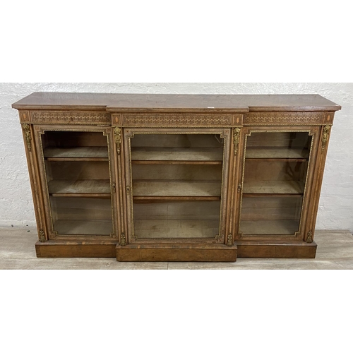 259 - A Victorian inlaid walnut and ormolu mounted breakfront three section pier cabinet/sideboard - appro... 