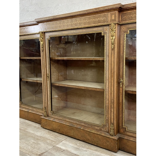 259 - A Victorian inlaid walnut and ormolu mounted breakfront three section pier cabinet/sideboard - appro... 