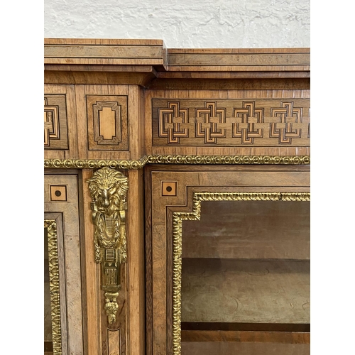 259 - A Victorian inlaid walnut and ormolu mounted breakfront three section pier cabinet/sideboard - appro... 