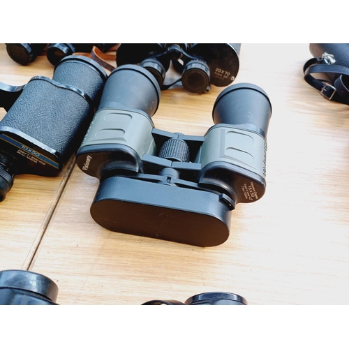 270 - Nine pairs of binoculars to include Greenkat, Tannhauser, Visionary etc.