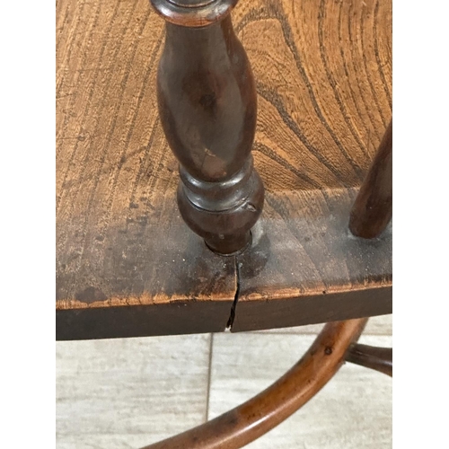 1002 - A 19th century yew wood and elm Windsor chair, stamped E. Gabbitass Worksop - approx. 88cm high x 47... 